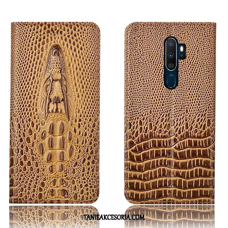 Etui Oppo A9 2020 Anti-fall Skórzany Futerał Krokodyl, Obudowa Oppo A9 2020 Czarny All Inclusive Prawdziwa Skóra