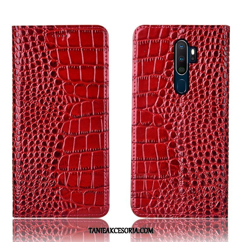 Etui Oppo A9 2020 Skórzany Futerał Ochraniacz Krokodyl, Obudowa Oppo A9 2020 All Inclusive Niebieski Anti-fall