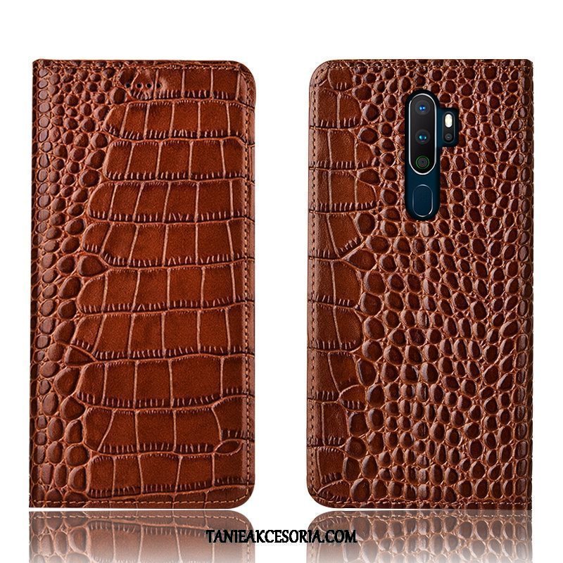 Etui Oppo A9 2020 Skórzany Futerał Ochraniacz Krokodyl, Obudowa Oppo A9 2020 All Inclusive Niebieski Anti-fall