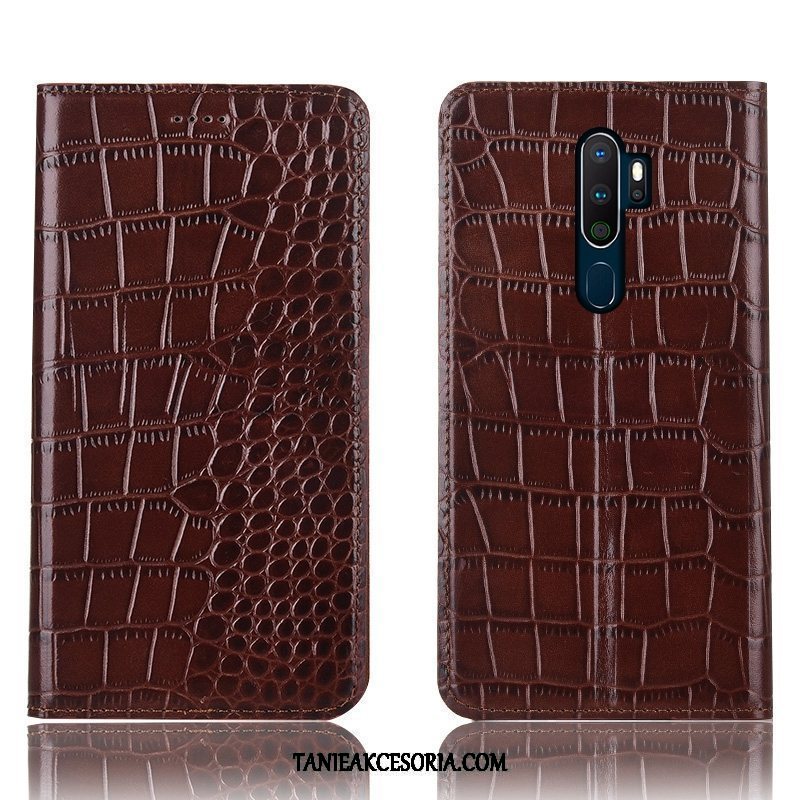 Etui Oppo A9 2020 Skórzany Futerał Ochraniacz Krokodyl, Obudowa Oppo A9 2020 All Inclusive Niebieski Anti-fall