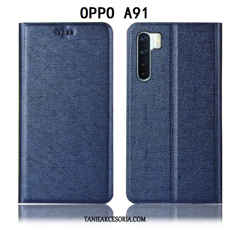 Etui Oppo A91 Anti-fall Jedwab Skórzany Futerał, Obudowa Oppo A91 Telefon Komórkowy Czarny Ochraniacz