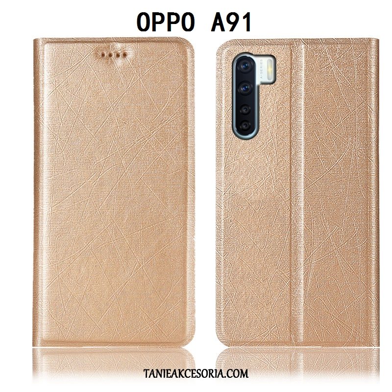 Etui Oppo A91 Anti-fall Jedwab Skórzany Futerał, Obudowa Oppo A91 Telefon Komórkowy Czarny Ochraniacz