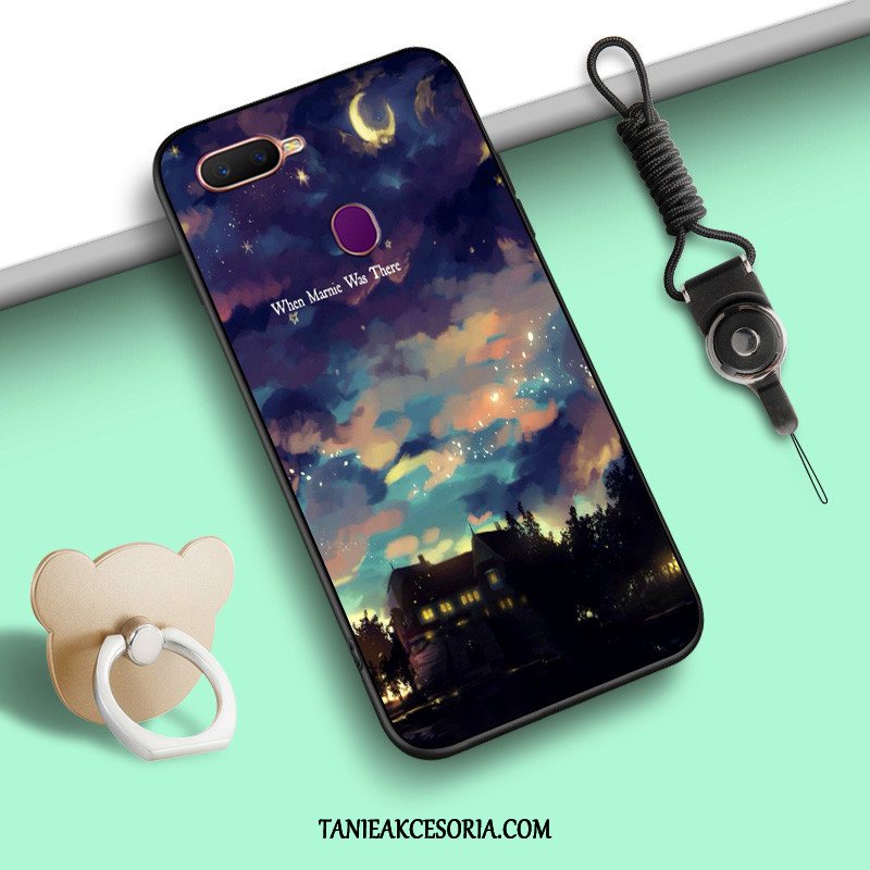 Etui Oppo Ax7 Nubuku Czarny Tendencja, Obudowa Oppo Ax7 Miękki Ring Kreskówka