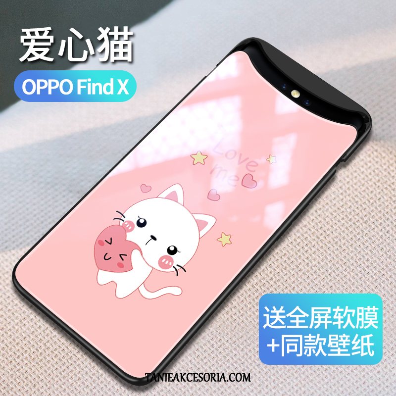 Etui Oppo Find X Kreskówka Szkło Silikonowe, Pokrowce Oppo Find X Czerwony Netto Telefon Komórkowy Nowy