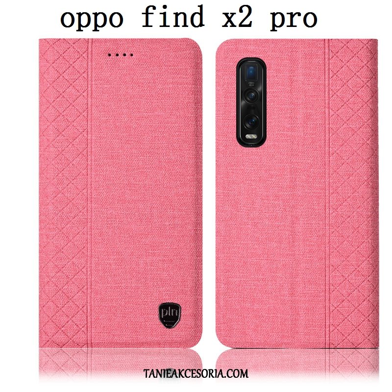 Etui Oppo Find X2 Pro Skórzany Futerał Bawełna I Len Anti-fall, Pokrowce Oppo Find X2 Pro Telefon Komórkowy Ochraniacz Niebieski