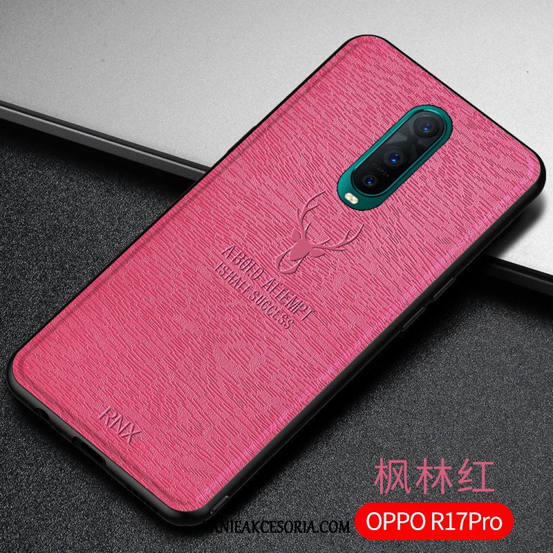 Etui Oppo R17 Pro Skórzany Futerał Magnetyzm Nowy, Obudowa Oppo R17 Pro Miękki Czerwony Anti-fall