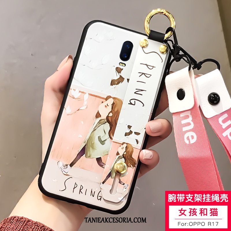 Etui Oppo R17 Wisząca Szyja All Inclusive Anti-fall, Obudowa Oppo R17 Kreskówka Różowe Miękki