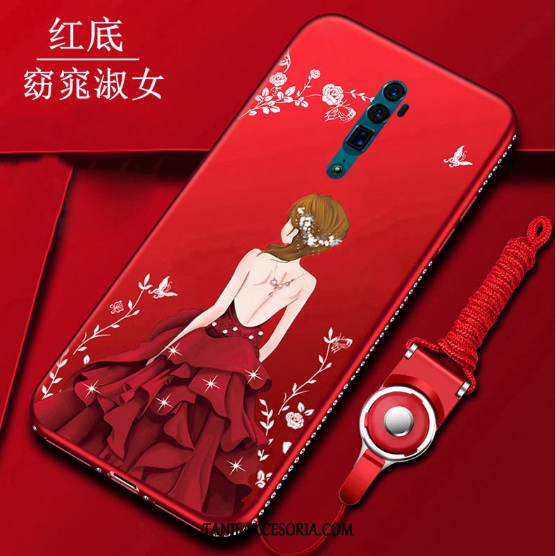 Etui Oppo Reno 10x Zoom Rhinestone Telefon Komórkowy Czerwony, Pokrowce Oppo Reno 10x Zoom All Inclusive Anti-fall