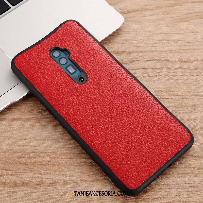 Etui Oppo Reno 10x Zoom Wzór Litchi Prawdziwa Skóra, Futerał Oppo Reno 10x Zoom Ochraniacz Telefon Komórkowy Miękki Braun