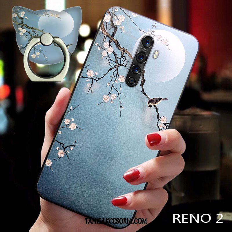 Etui Oppo Reno 2 All Inclusive Anti-fall Tendencja, Obudowa Oppo Reno 2 Nubuku Miękki Kwiat Śliwy