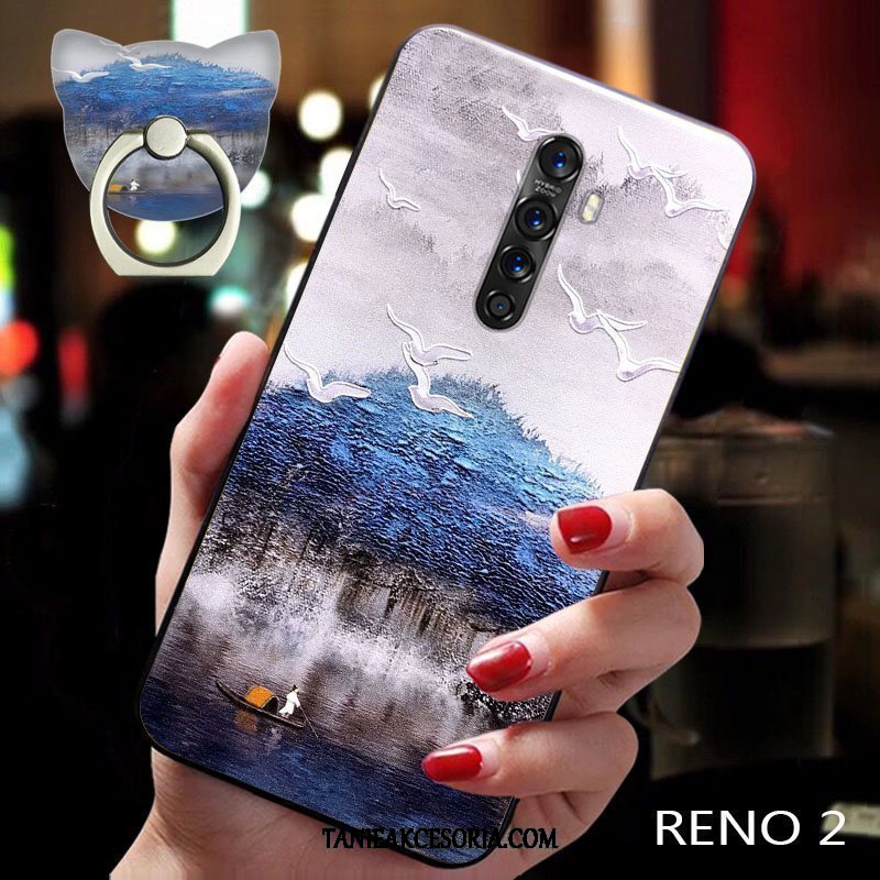 Etui Oppo Reno 2 All Inclusive Anti-fall Tendencja, Obudowa Oppo Reno 2 Nubuku Miękki Kwiat Śliwy