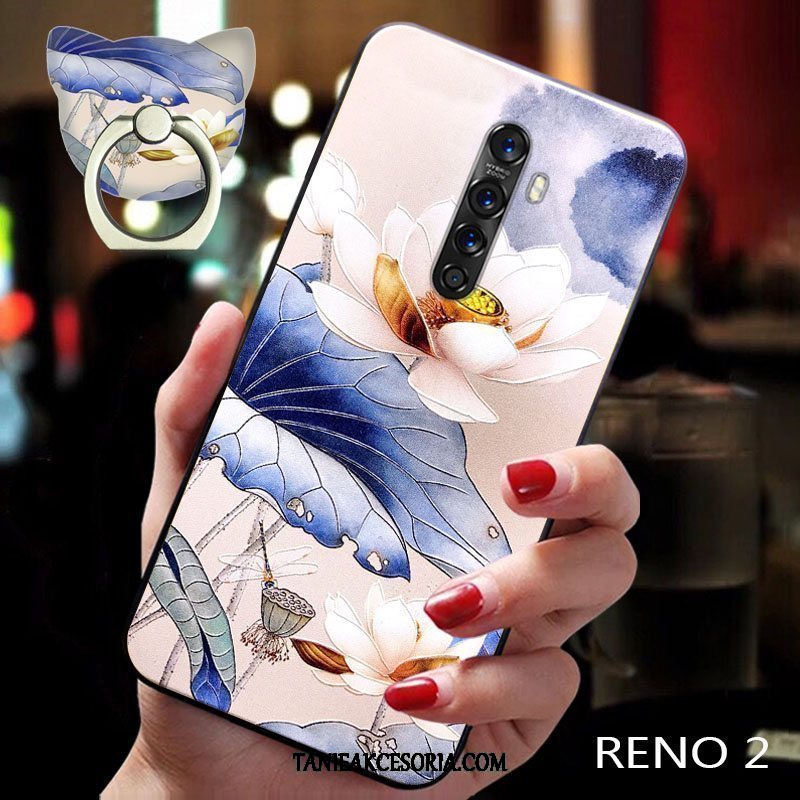 Etui Oppo Reno 2 All Inclusive Anti-fall Tendencja, Obudowa Oppo Reno 2 Nubuku Miękki Kwiat Śliwy