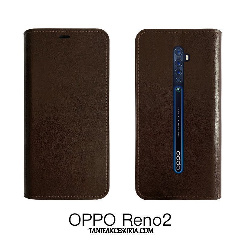 Etui Oppo Reno 2 Z Ochraniacz Skórzany Futerał Filmy, Pokrowce Oppo Reno 2 Z Szkło Hartowane Czarny Telefon Komórkowy