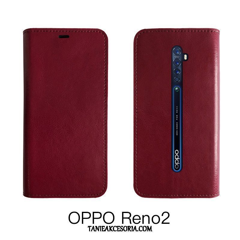 Etui Oppo Reno 2 Z Ochraniacz Skórzany Futerał Filmy, Pokrowce Oppo Reno 2 Z Szkło Hartowane Czarny Telefon Komórkowy