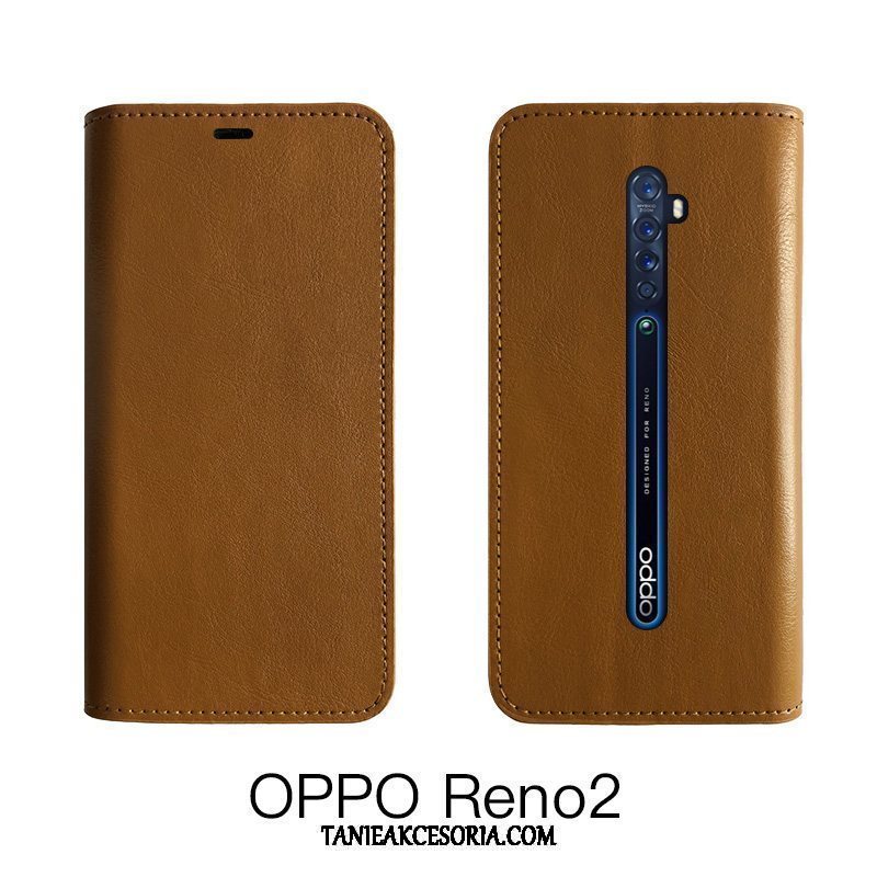 Etui Oppo Reno 2 Z Ochraniacz Skórzany Futerał Filmy, Pokrowce Oppo Reno 2 Z Szkło Hartowane Czarny Telefon Komórkowy