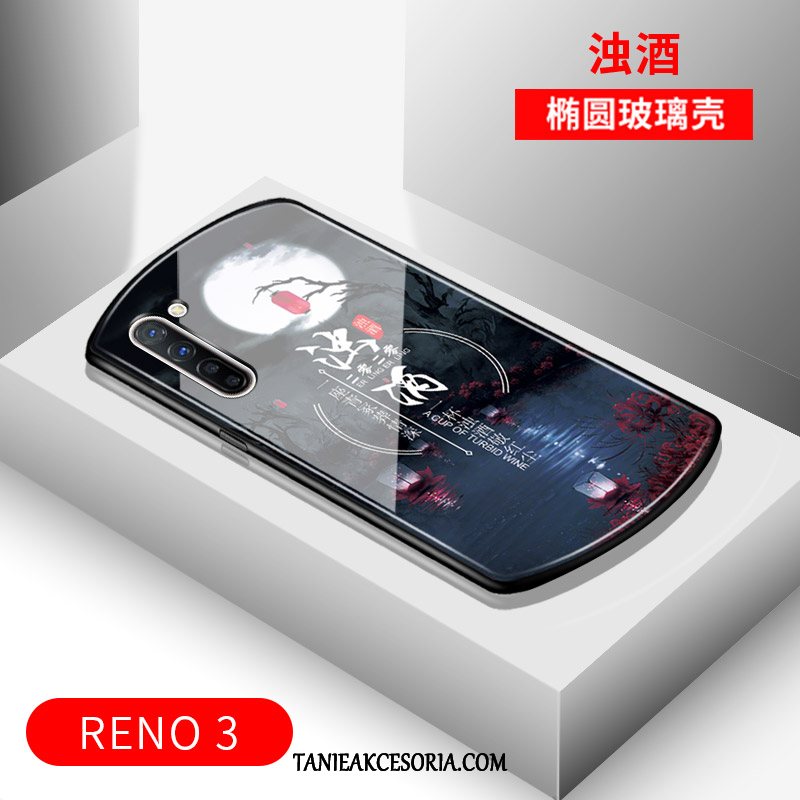 Etui Oppo Reno 3 Ochraniacz Czarny Telefon Komórkowy, Futerał Oppo Reno 3 Lustro Wysoki Koniec Łuk