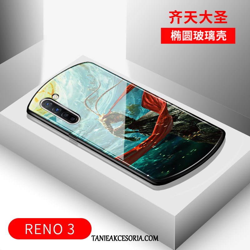 Etui Oppo Reno 3 Ochraniacz Czarny Telefon Komórkowy, Futerał Oppo Reno 3 Lustro Wysoki Koniec Łuk