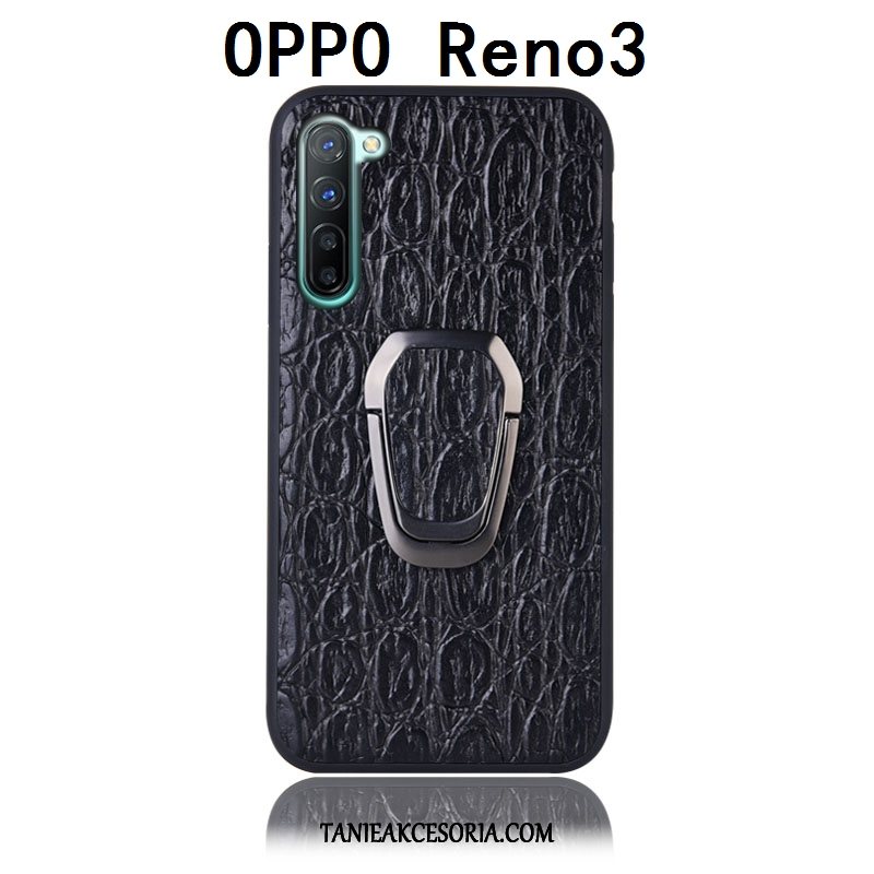 Etui Oppo Reno 3 Prawdziwa Skóra Wspornik Ochraniacz, Pokrowce Oppo Reno 3 Czerwony Anti-fall Telefon Komórkowy