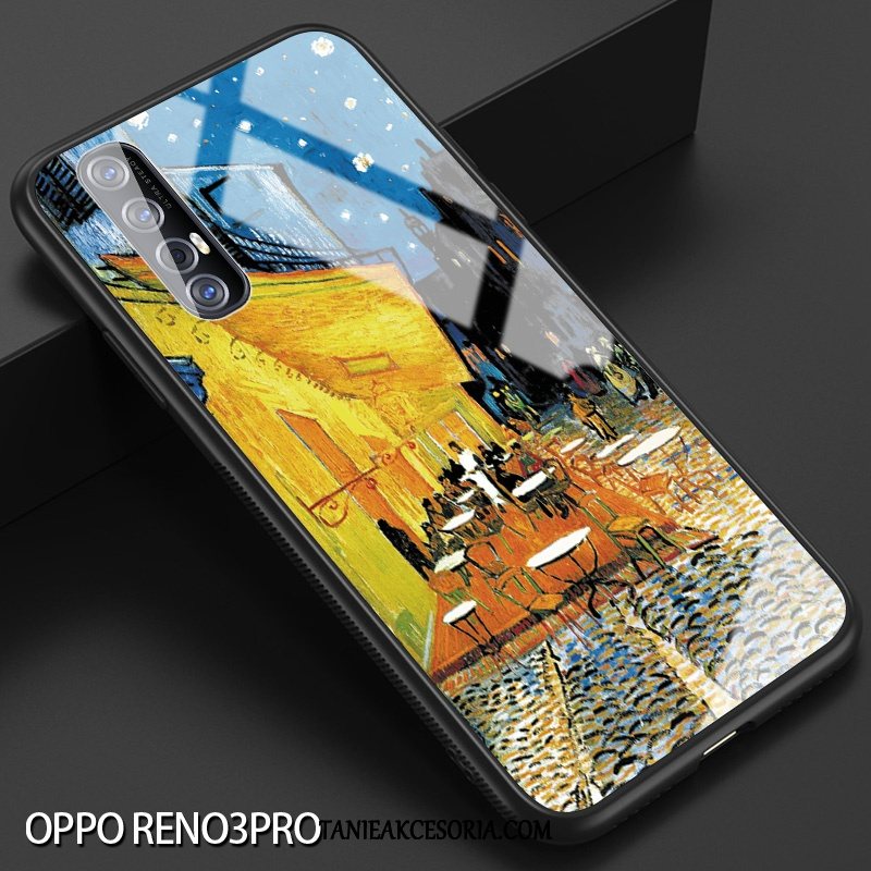 Etui Oppo Reno 3 Pro Anti-fall Niebieski Czerwony Netto, Obudowa Oppo Reno 3 Pro Szkło Kreatywne Tendencja