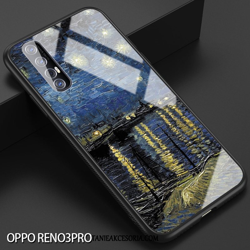 Etui Oppo Reno 3 Pro Anti-fall Niebieski Czerwony Netto, Obudowa Oppo Reno 3 Pro Szkło Kreatywne Tendencja