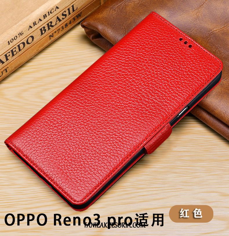 Etui Oppo Reno 3 Pro Ochraniacz Telefon Komórkowy Bydło, Futerał Oppo Reno 3 Pro Skórzany Anti-fall Prawdziwa Skóra Braun