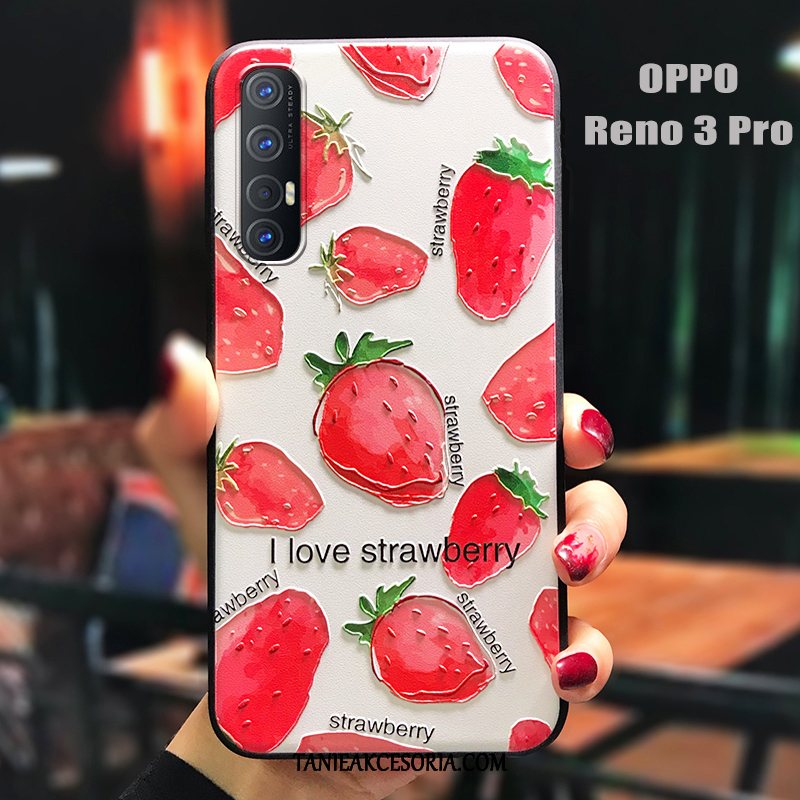 Etui Oppo Reno 3 Pro Osobowość Cienka Czerwony, Futerał Oppo Reno 3 Pro Miękki Silikonowe Nubuku