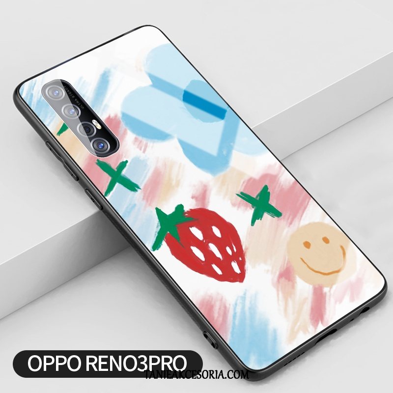 Etui Oppo Reno 3 Pro Truskawka Szkło Silikonowe, Futerał Oppo Reno 3 Pro Trudno Anti-fall Tendencja