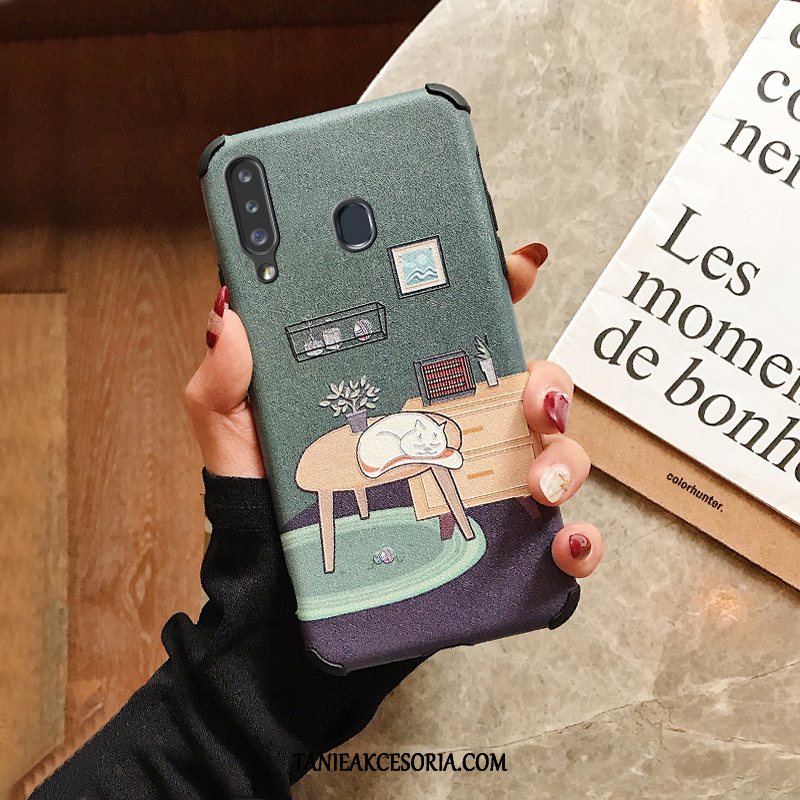 Etui Samsung Galaxy A20s Gwiazda Filmy Zielony, Futerał Samsung Galaxy A20s Kreskówka Relief Miękki