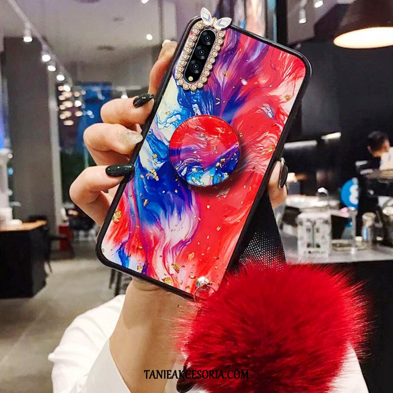 Etui Samsung Galaxy A30s Ochraniacz Wspornik Modna Marka, Obudowa Samsung Galaxy A30s Czerwony Futrzany Pompon Czerwony Netto