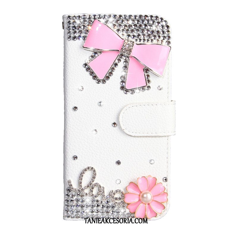 Etui Samsung Galaxy A30s Skórzany Futerał Rhinestone Kwiaty Motyla, Pokrowce Samsung Galaxy A30s Telefon Komórkowy Biały Gwiazda