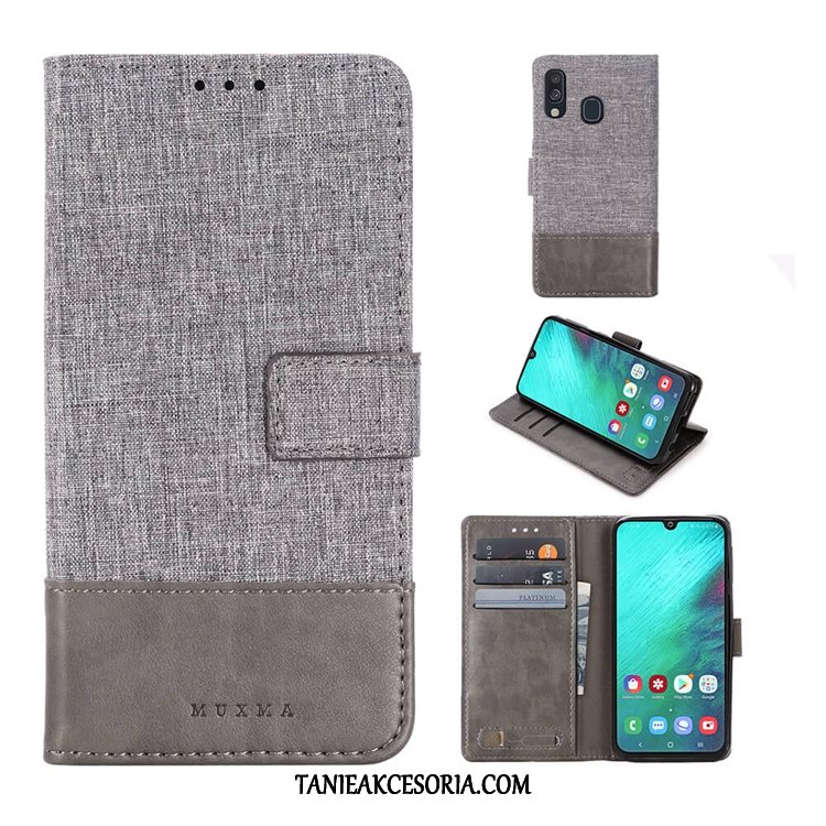 Etui Samsung Galaxy A40 Klapa Telefon Komórkowy Magnes Zamknięty, Obudowa Samsung Galaxy A40 Skórzany Futerał Gwiazda Wzór Braun