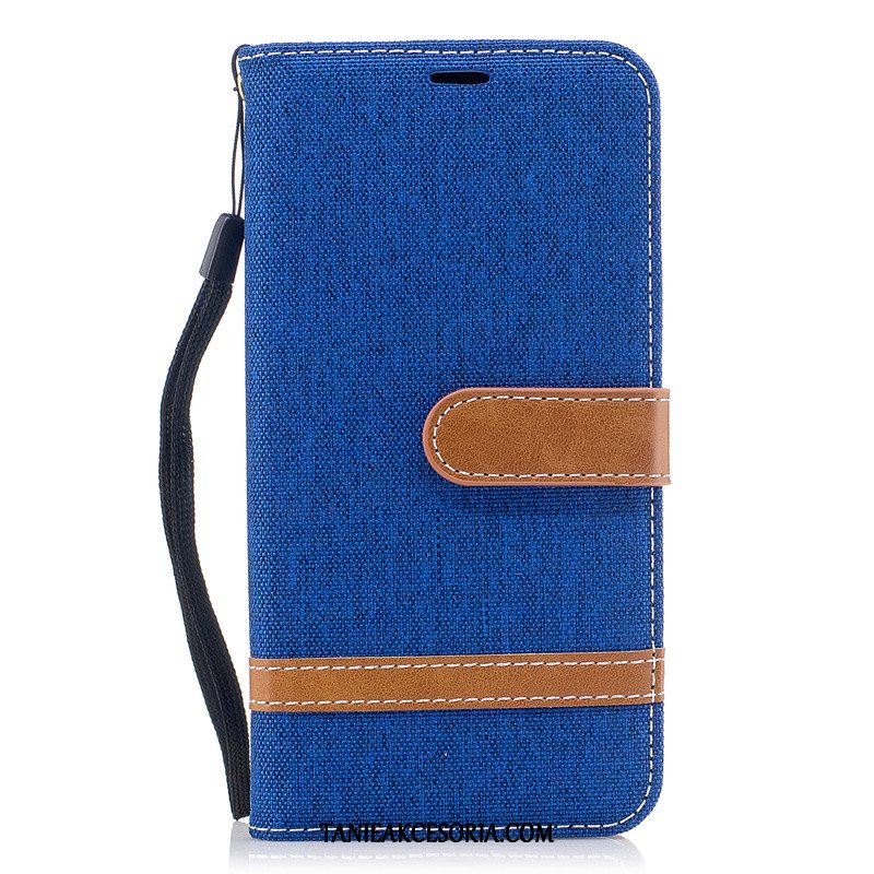 Etui Samsung Galaxy A40 Skórzany Futerał Wiszące Ozdoby Czerwony, Obudowa Samsung Galaxy A40 Denim Portfel Gwiazda