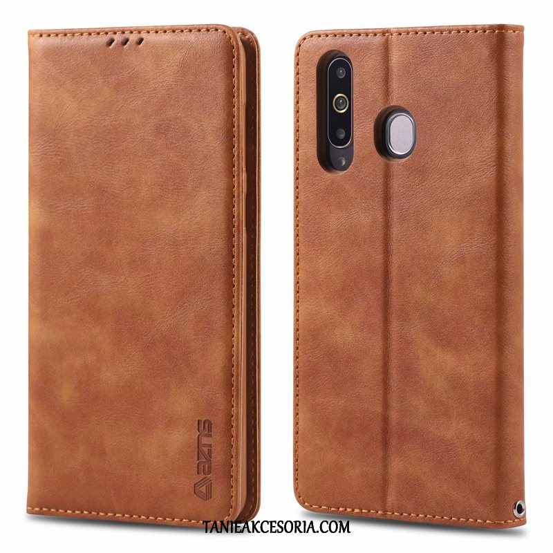 Etui Samsung Galaxy A40s Brązowy Skórzany Futerał Wiszące Ozdoby, Pokrowce Samsung Galaxy A40s Telefon Komórkowy Karta Eleganckie