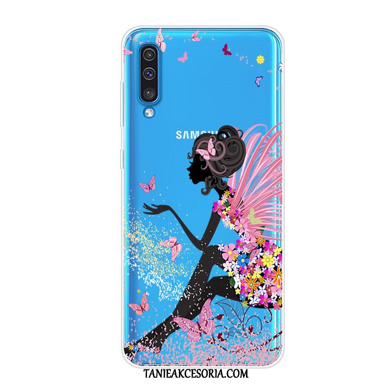 Etui Samsung Galaxy A50 Miękki Kreskówka Tendencja, Pokrowce Samsung Galaxy A50 Telefon Komórkowy All Inclusive Niebieski