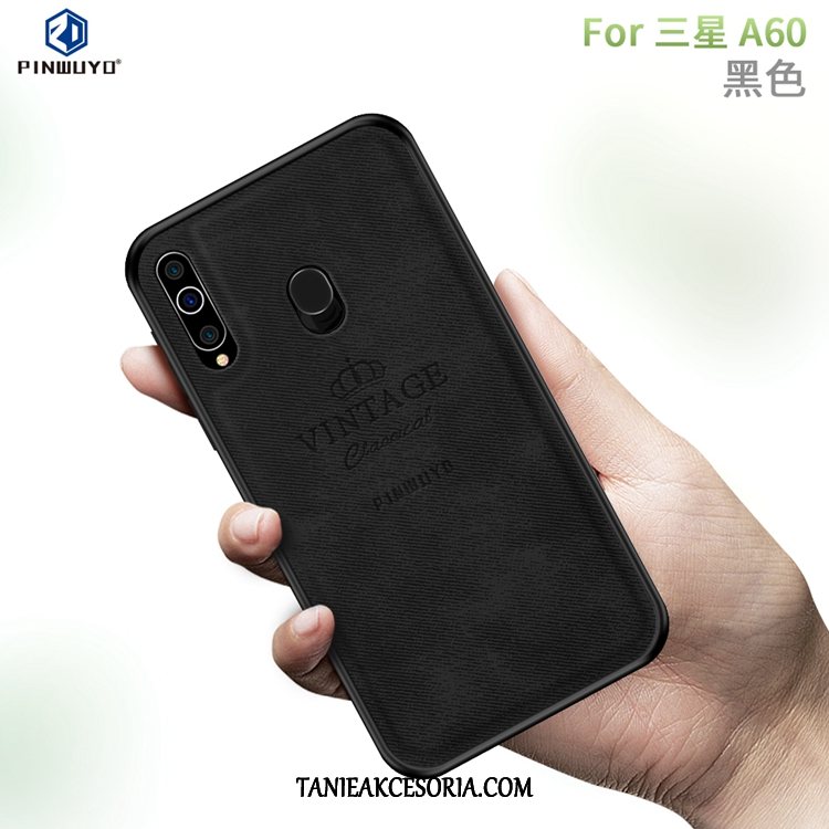 Etui Samsung Galaxy A60 Czerwony Płótno Telefon Komórkowy, Obudowa Samsung Galaxy A60 All Inclusive Gwiazda Cienkie