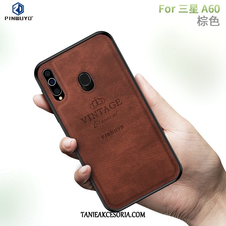 Etui Samsung Galaxy A60 Czerwony Płótno Telefon Komórkowy, Obudowa Samsung Galaxy A60 All Inclusive Gwiazda Cienkie