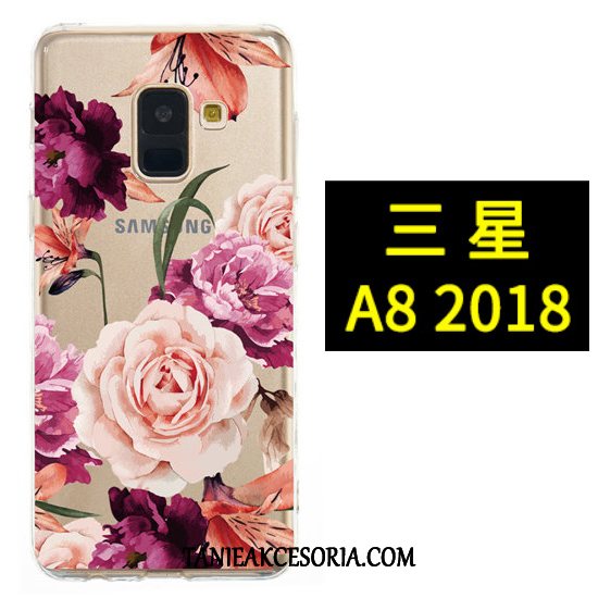 Etui Samsung Galaxy A8 Kolor Anti-fall Czarny, Obudowa Samsung Galaxy A8 Telefon Komórkowy Miękki Kwiaty