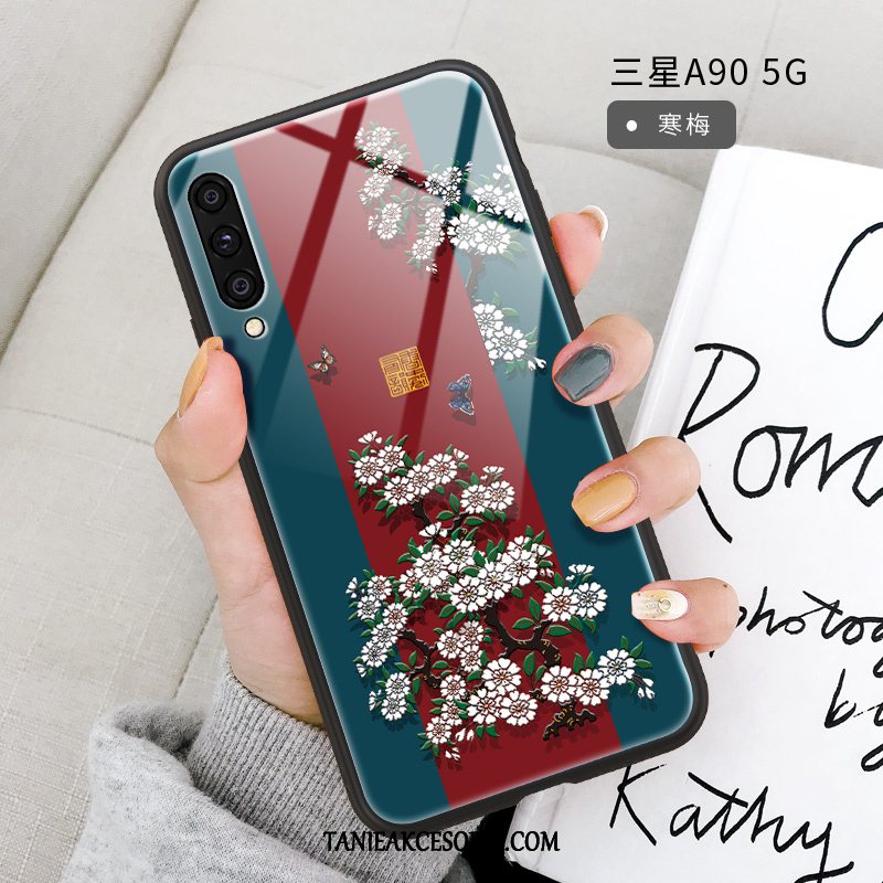 Etui Samsung Galaxy A90 5g Czerwony Netto Tendencja Wspornik, Pokrowce Samsung Galaxy A90 5g Wiszące Ozdoby Gwiazda Miękki