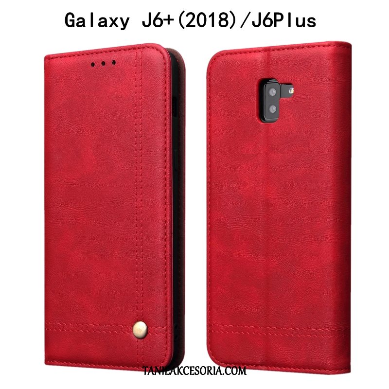 Etui Samsung Galaxy J6+ Khaki Anti-fall Miękki, Futerał Samsung Galaxy J6+ Telefon Komórkowy All Inclusive Skórzany