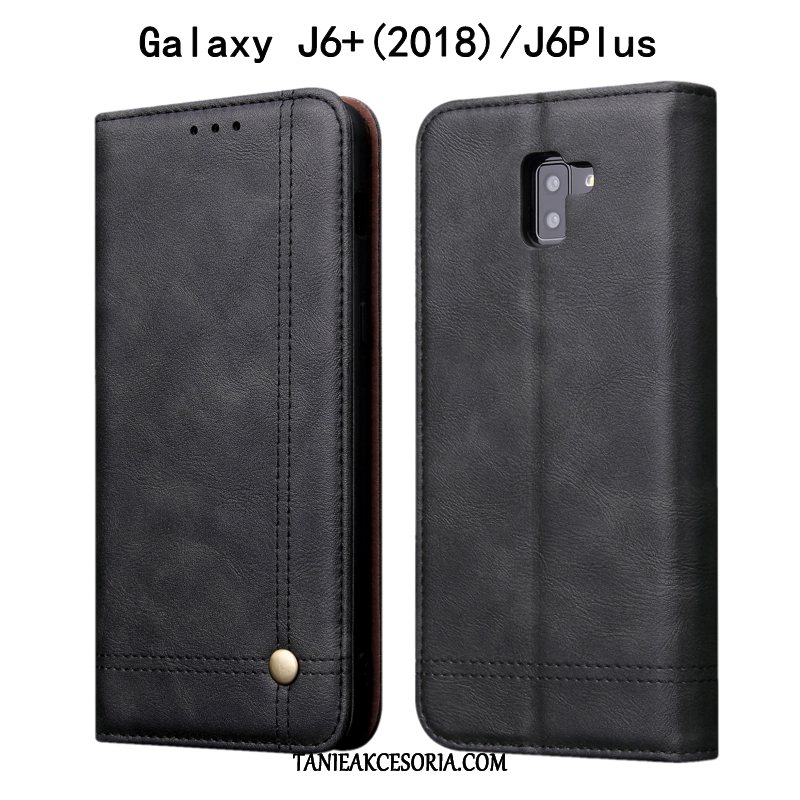 Etui Samsung Galaxy J6+ Khaki Anti-fall Miękki, Futerał Samsung Galaxy J6+ Telefon Komórkowy All Inclusive Skórzany