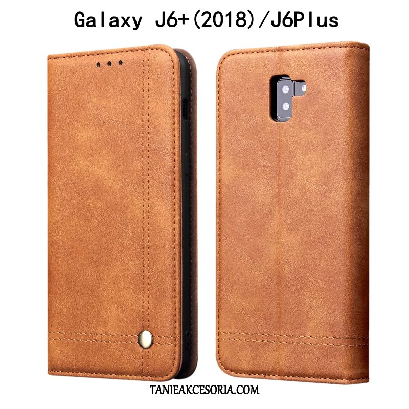 Etui Samsung Galaxy J6+ Khaki Anti-fall Miękki, Futerał Samsung Galaxy J6+ Telefon Komórkowy All Inclusive Skórzany