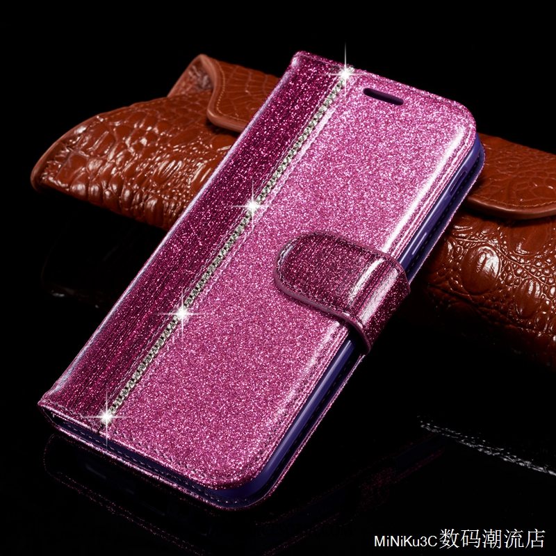 Etui Samsung Galaxy J6+ Kreatywne Gwiazda Skórzany, Futerał Samsung Galaxy J6+ Purpurowy All Inclusive Moda