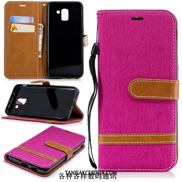 Etui Samsung Galaxy J6+ Purpurowy Telefon Komórkowy Gwiazda, Pokrowce Samsung Galaxy J6+ Denim Skórzany Futerał