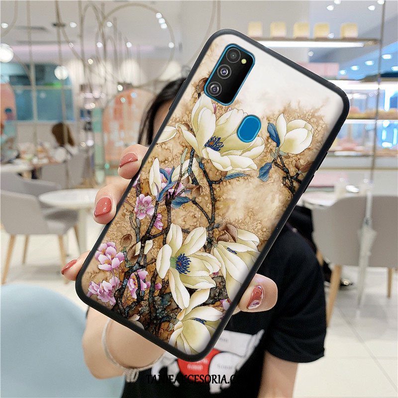 Etui Samsung Galaxy M30s Gwiazda Ochraniacz Nubuku, Obudowa Samsung Galaxy M30s Miękki Silikonowe Telefon Komórkowy Beige