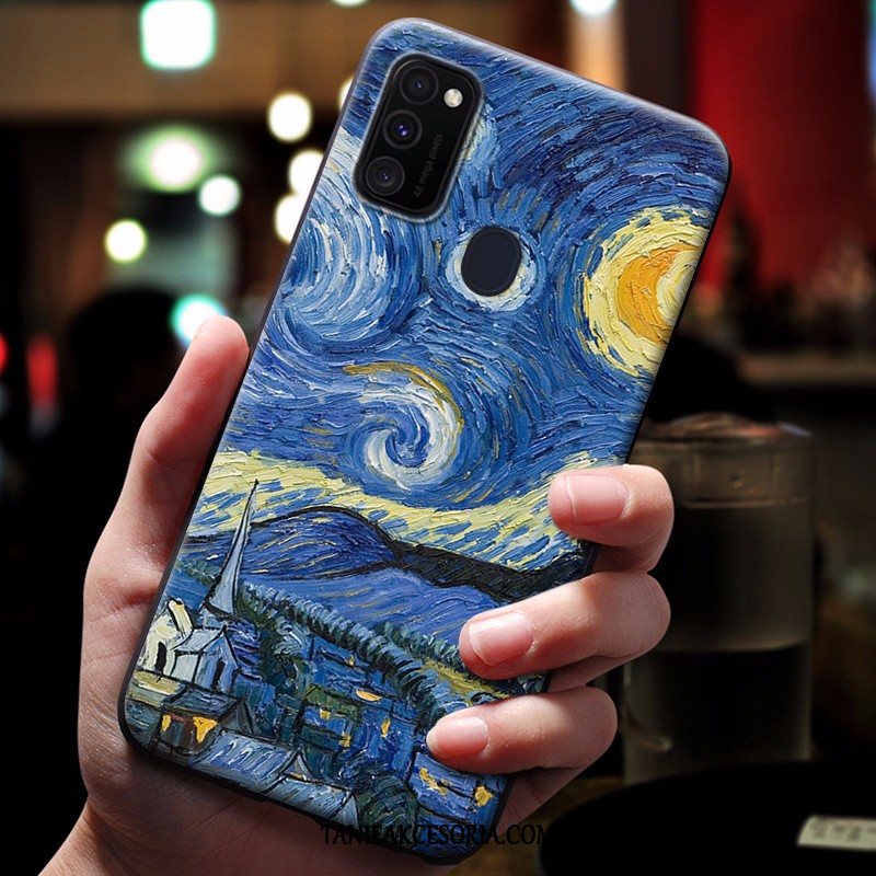 Etui Samsung Galaxy M30s Relief Anti-fall Gwiazda, Futerał Samsung Galaxy M30s Miękki Niebieski Telefon Komórkowy