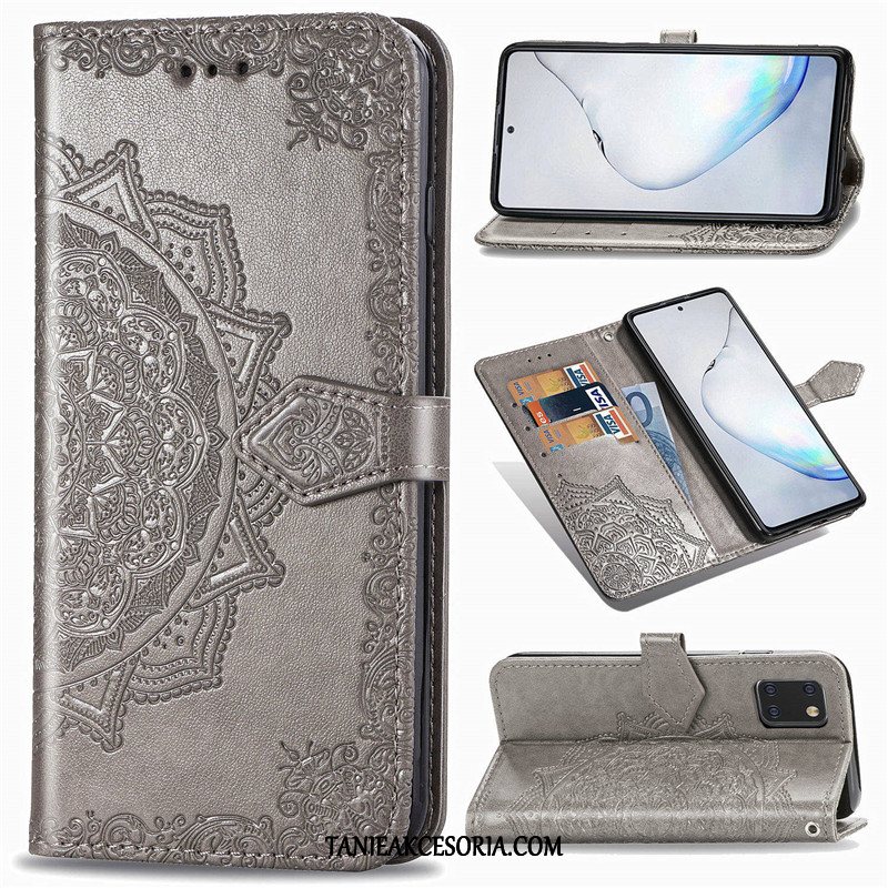 Etui Samsung Galaxy Note 10 Lite Relief Telefon Komórkowy Zielony, Pokrowce Samsung Galaxy Note 10 Lite Relief Skórzany Futerał Jednolity Kolor