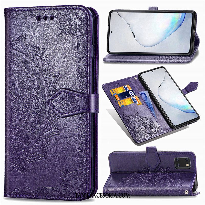 Etui Samsung Galaxy Note 10 Lite Relief Telefon Komórkowy Zielony, Pokrowce Samsung Galaxy Note 10 Lite Relief Skórzany Futerał Jednolity Kolor