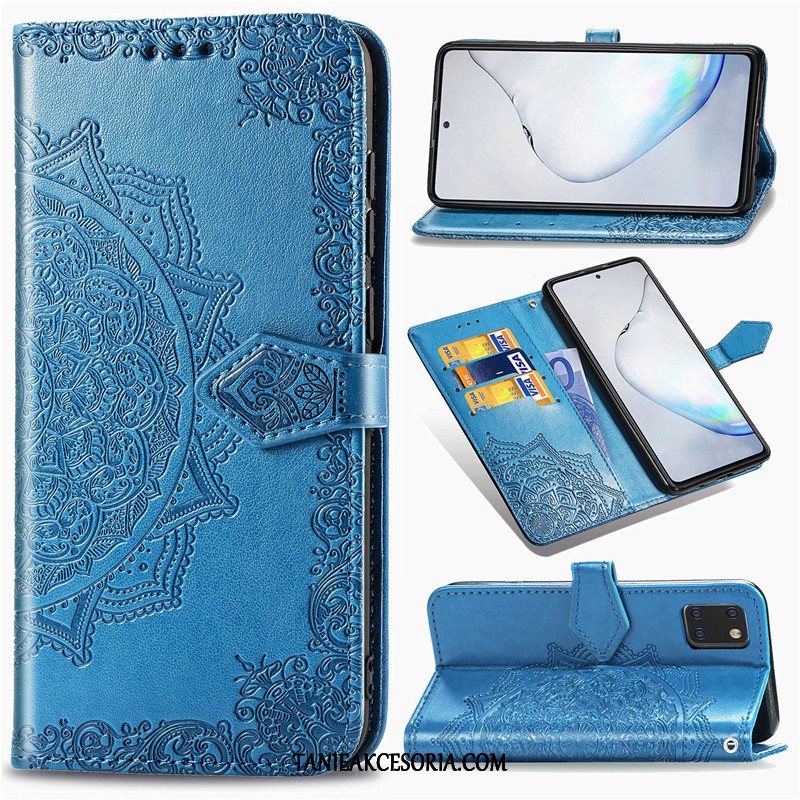 Etui Samsung Galaxy Note 10 Lite Relief Telefon Komórkowy Zielony, Pokrowce Samsung Galaxy Note 10 Lite Relief Skórzany Futerał Jednolity Kolor