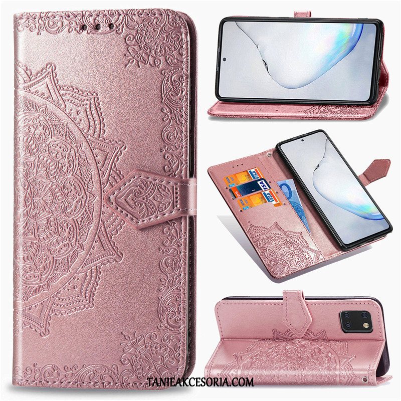 Etui Samsung Galaxy Note 10 Lite Relief Telefon Komórkowy Zielony, Pokrowce Samsung Galaxy Note 10 Lite Relief Skórzany Futerał Jednolity Kolor