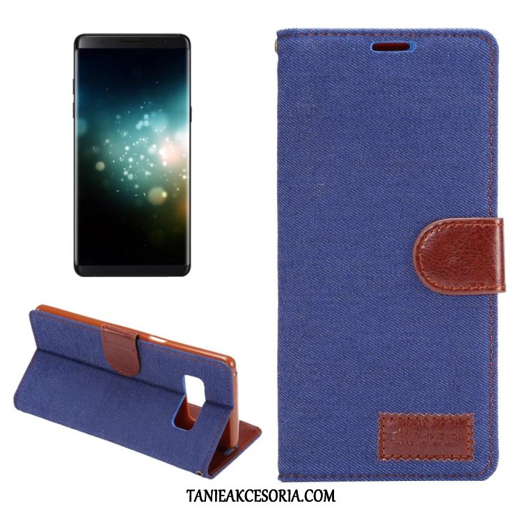 Etui Samsung Galaxy Note 8 Denim Portfel Niebieski, Pokrowce Samsung Galaxy Note 8 Karta Skórzany Futerał Gwiazda